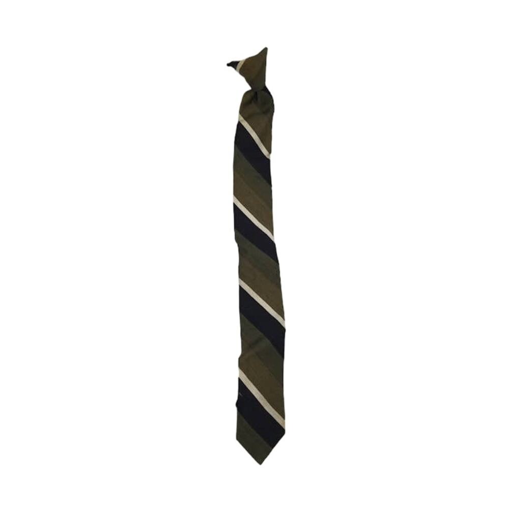 Vintage Snapper Stripe Mens Metal Clip On Neck Tie Pre Tied Easy Wearing No Fuss